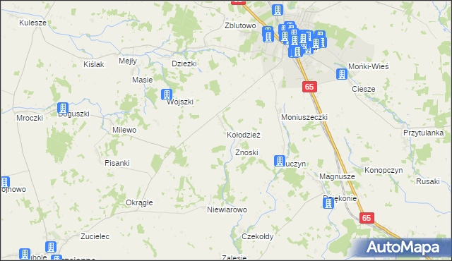 mapa Kołodzież, Kołodzież na mapie Targeo