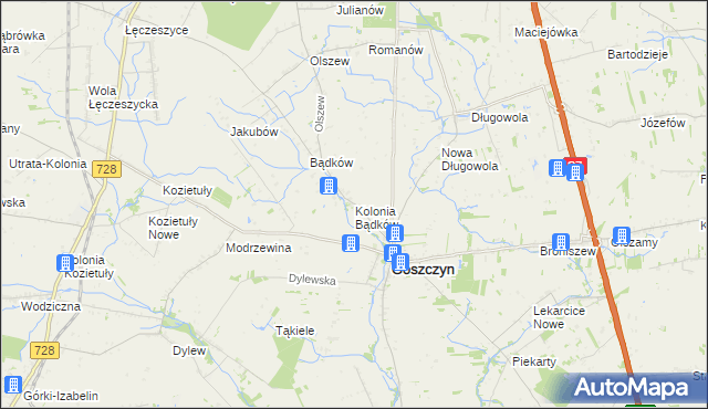 mapa Kolonia Bądków, Kolonia Bądków na mapie Targeo