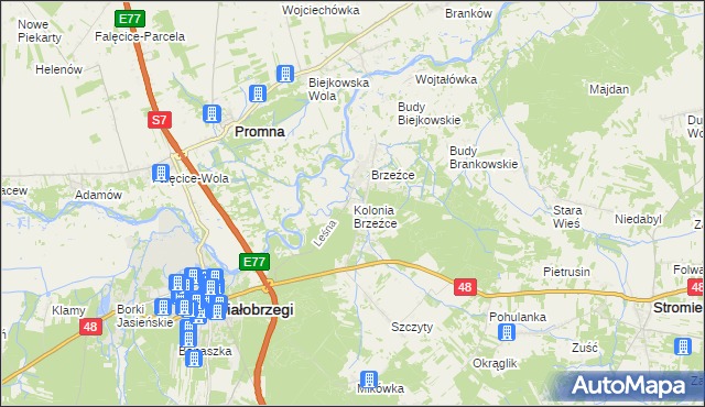 mapa Kolonia Brzeźce, Kolonia Brzeźce na mapie Targeo