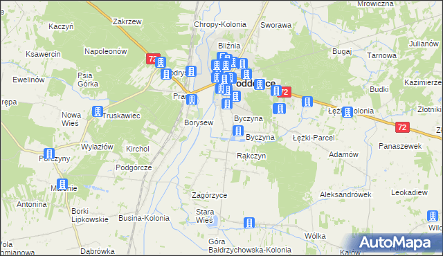 mapa Kolonia Byczyna, Kolonia Byczyna na mapie Targeo