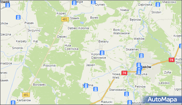 mapa Kolonia Dąbrowice, Kolonia Dąbrowice na mapie Targeo