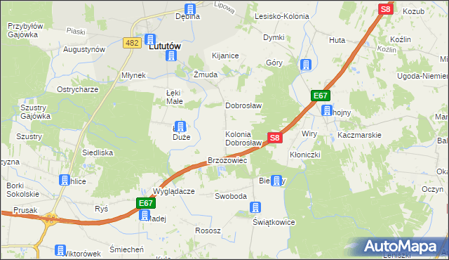 mapa Kolonia Dobrosław, Kolonia Dobrosław na mapie Targeo