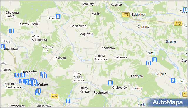 mapa Kolonia Kociszew, Kolonia Kociszew na mapie Targeo
