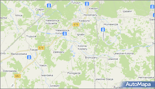 mapa Kolonia Koplany, Kolonia Koplany na mapie Targeo