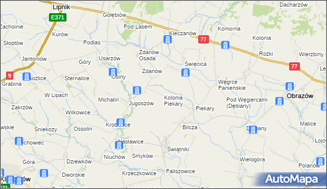 mapa Kolonia Piekary, Kolonia Piekary na mapie Targeo