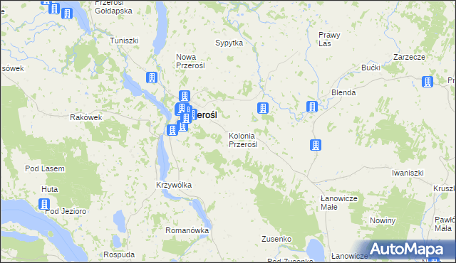 mapa Kolonia Przerośl, Kolonia Przerośl na mapie Targeo