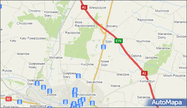 mapa Kolonia Sójki, Kolonia Sójki na mapie Targeo