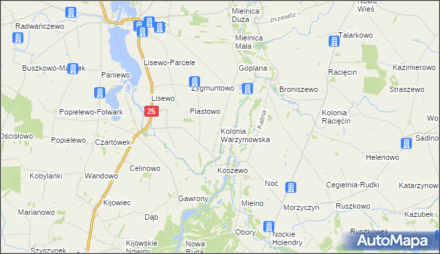 mapa Kolonia Warzymowska, Kolonia Warzymowska na mapie Targeo