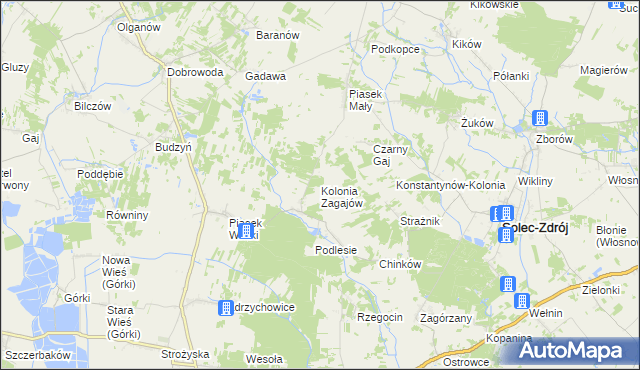 mapa Kolonia Zagajów, Kolonia Zagajów na mapie Targeo