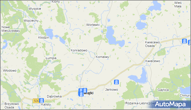 mapa Komalwy, Komalwy na mapie Targeo