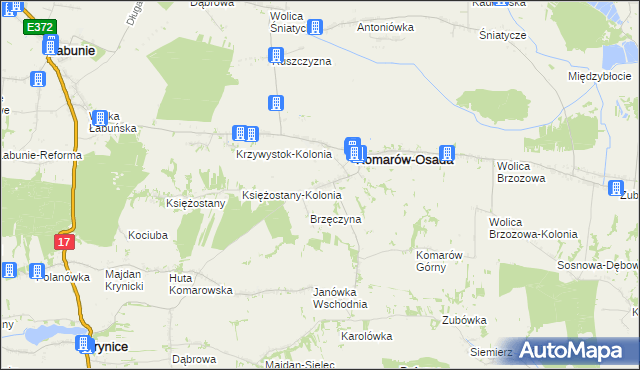 mapa Komarów-Wieś, Komarów-Wieś na mapie Targeo