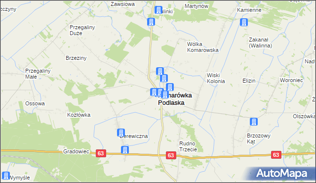 mapa Komarówka Podlaska, Komarówka Podlaska na mapie Targeo