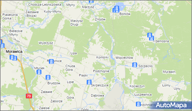 mapa Komórki, Komórki na mapie Targeo