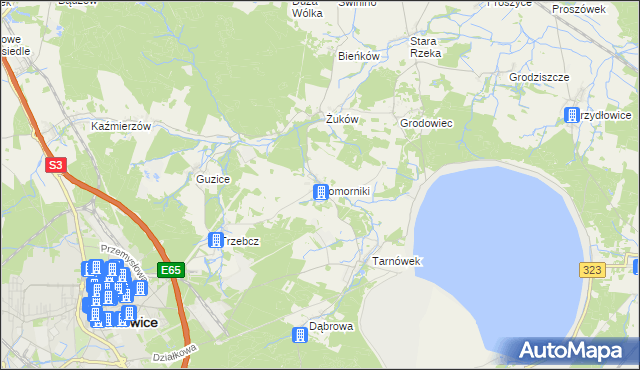 mapa Komorniki gmina Polkowice, Komorniki gmina Polkowice na mapie Targeo