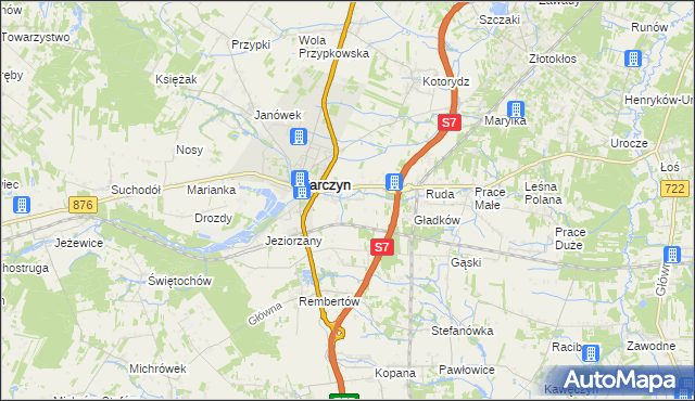 mapa Komorniki gmina Tarczyn, Komorniki gmina Tarczyn na mapie Targeo