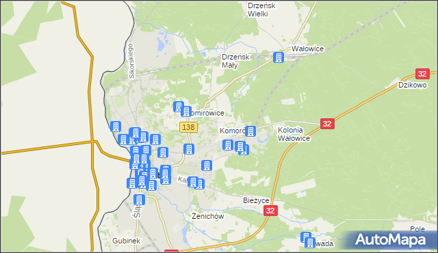 mapa Komorów gmina Gubin, Komorów gmina Gubin na mapie Targeo