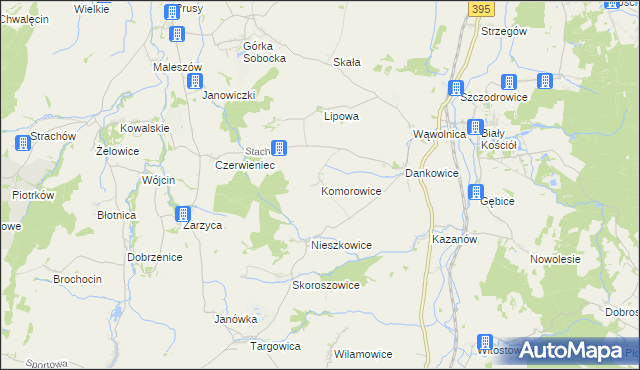 mapa Komorowice gmina Kondratowice, Komorowice gmina Kondratowice na mapie Targeo
