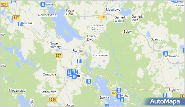 mapa Komorowo gmina Łukta, Komorowo gmina Łukta na mapie Targeo