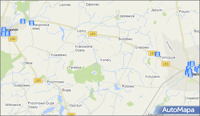 mapa Konary gmina Gołańcz, Konary gmina Gołańcz na mapie Targeo