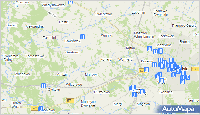 mapa Konary gmina Nasielsk, Konary gmina Nasielsk na mapie Targeo