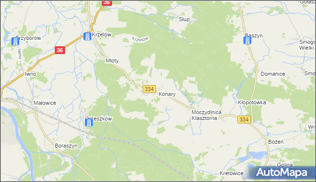 mapa Konary gmina Wińsko, Konary gmina Wińsko na mapie Targeo