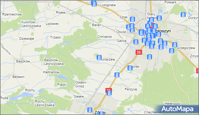 mapa Konarzew gmina Zduny, Konarzew gmina Zduny na mapie Targeo