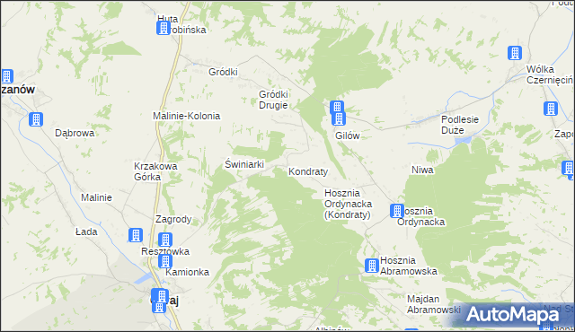 mapa Kondraty, Kondraty na mapie Targeo