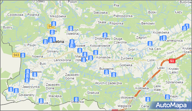 mapa Koniaków, Koniaków na mapie Targeo