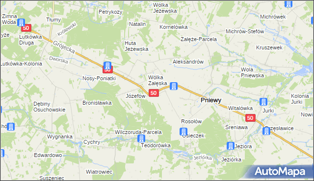 mapa Konie gmina Pniewy, Konie gmina Pniewy na mapie Targeo