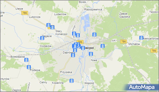 mapa Koniecpol, Koniecpol na mapie Targeo