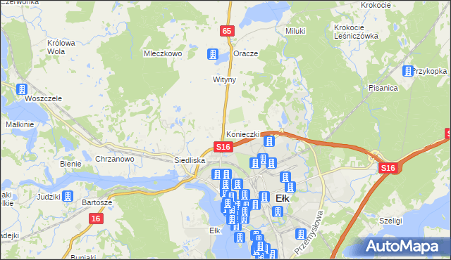 mapa Konieczki gmina Ełk, Konieczki gmina Ełk na mapie Targeo