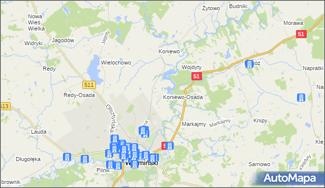 mapa Koniewo-Osada, Koniewo-Osada na mapie Targeo