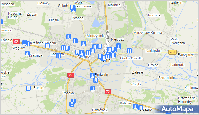 mapa Konina, Konin na mapie Targeo