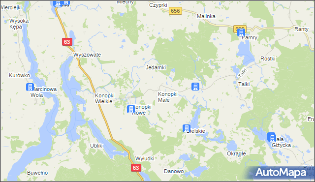 mapa Konopki Małe, Konopki Małe na mapie Targeo