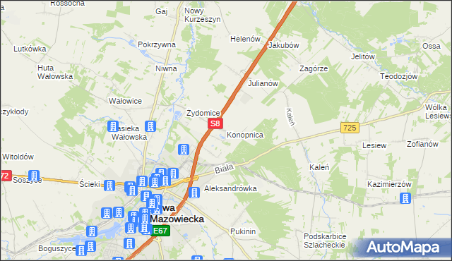 mapa Konopnica gmina Rawa Mazowiecka, Konopnica gmina Rawa Mazowiecka na mapie Targeo