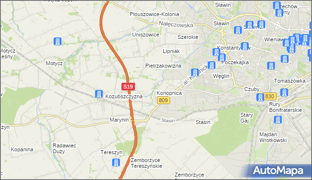 mapa Konopnica powiat lubelski, Konopnica powiat lubelski na mapie Targeo