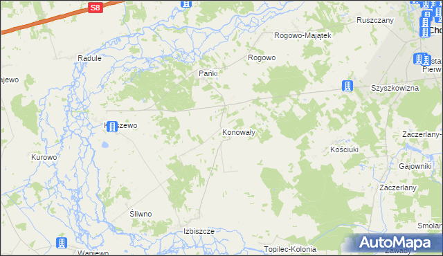 mapa Konowały, Konowały na mapie Targeo