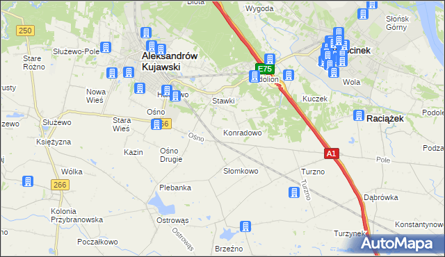 mapa Konradowo gmina Aleksandrów Kujawski, Konradowo gmina Aleksandrów Kujawski na mapie Targeo