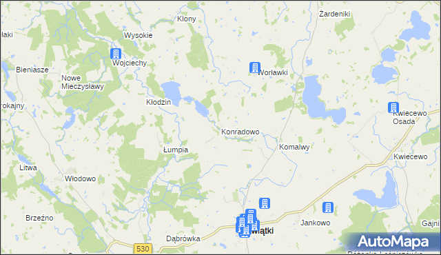 mapa Konradowo gmina Świątki, Konradowo gmina Świątki na mapie Targeo