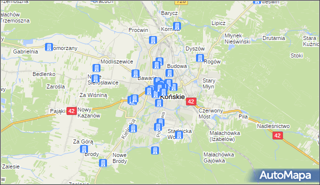 mapa Końskie, Końskie na mapie Targeo