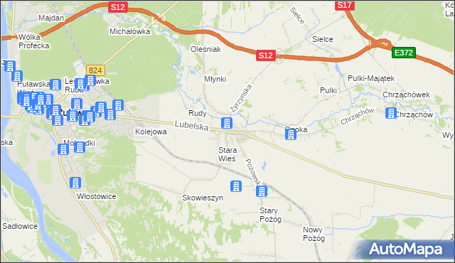 mapa Końskowola, Końskowola na mapie Targeo