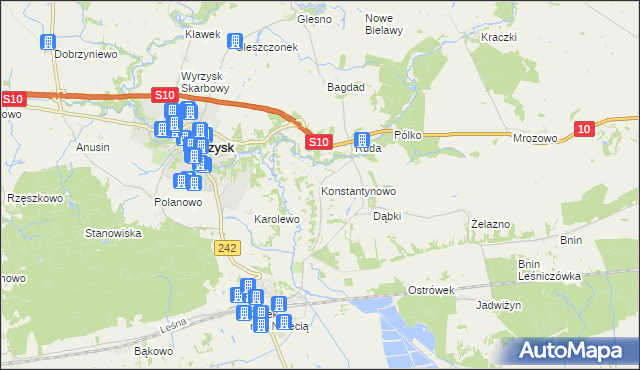 mapa Konstantynowo gmina Wyrzysk, Konstantynowo gmina Wyrzysk na mapie Targeo