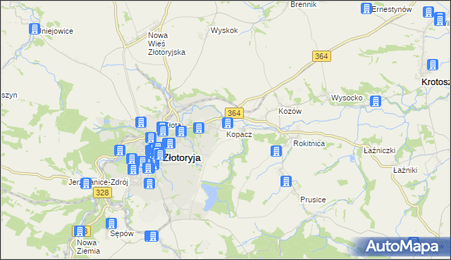 mapa Kopacz gmina Złotoryja, Kopacz gmina Złotoryja na mapie Targeo