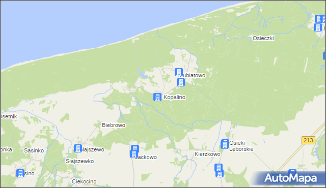 mapa Kopalino, Kopalino na mapie Targeo