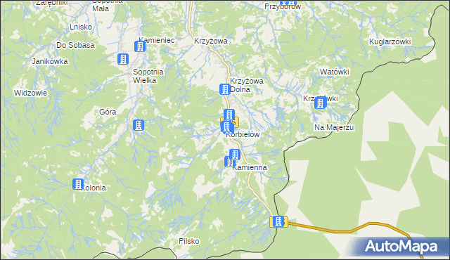 mapa Korbielów, Korbielów na mapie Targeo