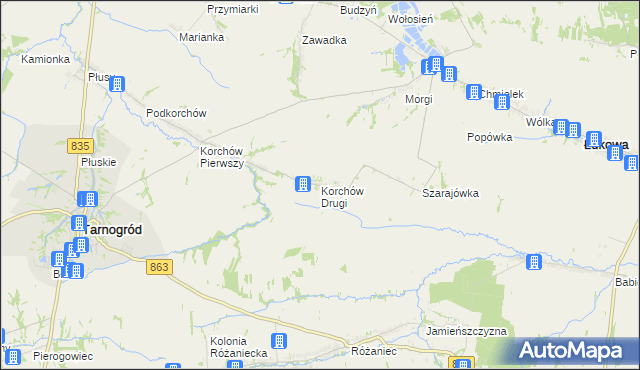 mapa Korchów Drugi, Korchów Drugi na mapie Targeo