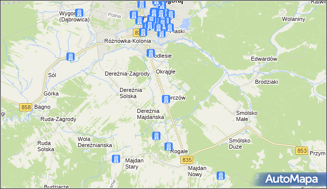 mapa Korczów, Korczów na mapie Targeo