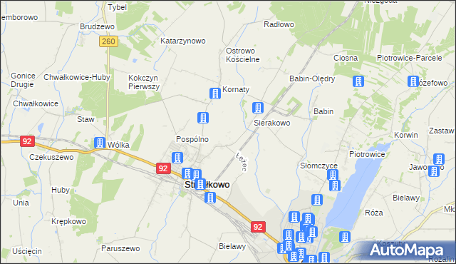 mapa Kornaty-Huby, Kornaty-Huby na mapie Targeo