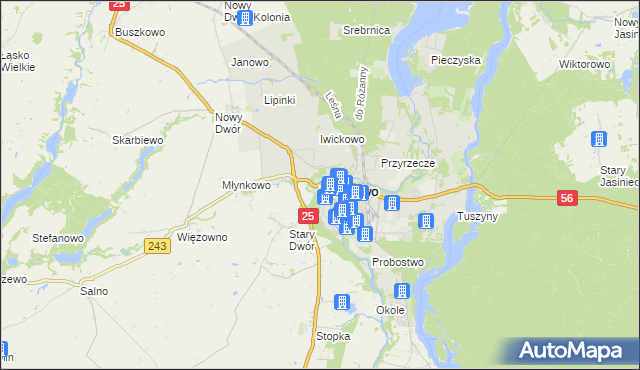 mapa Koronowo powiat bydgoski, Koronowo powiat bydgoski na mapie Targeo