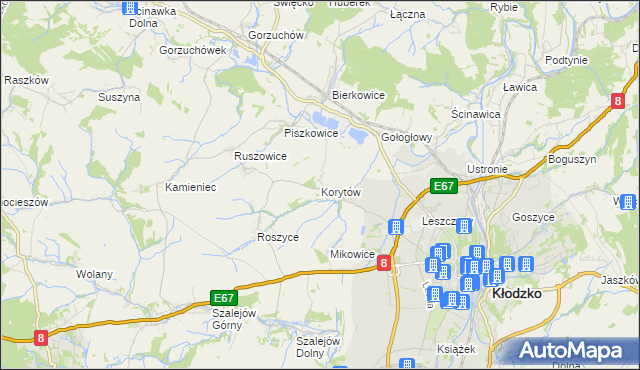 mapa Korytów gmina Kłodzko, Korytów gmina Kłodzko na mapie Targeo